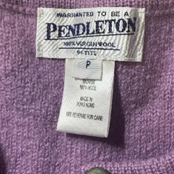 Vintage Pendleton Grandmacore Lilac Lavender Purple Single Button Wool Cardigan - Picture 9 of 10